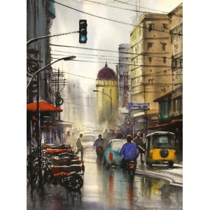 Sarfraz Musawir, 11 x 15 Inch, Watercolor on Paper, Cityscape Painting, AC-SAR-144